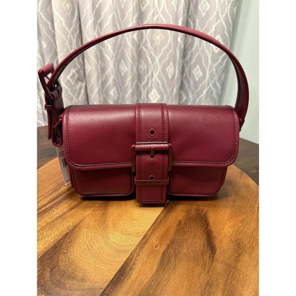 NWT Michael Kors Colby Medium Leather Shoulder Bag Burgandy
